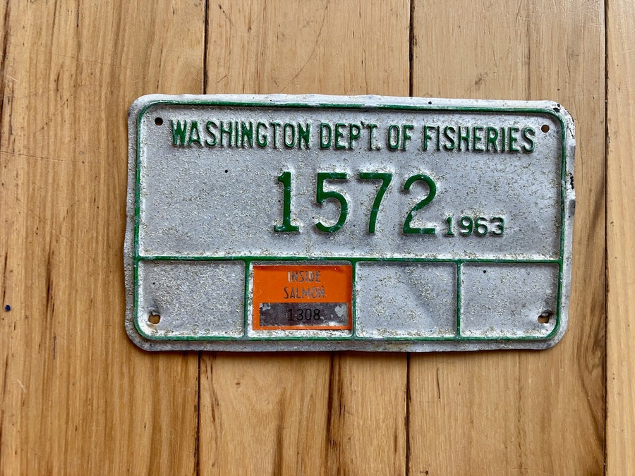 1963 Washington State Dep't of Fisheries License Plate