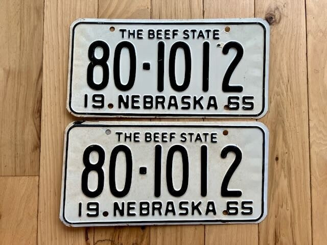 Pair of 1965 Nebraska License Plates