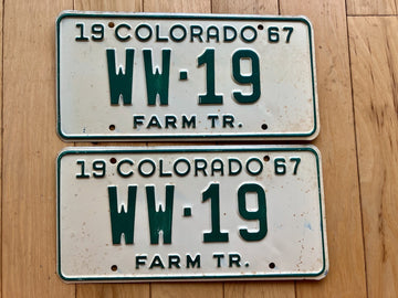 Pair of 1967 Colorado Farm Trailer License Plates