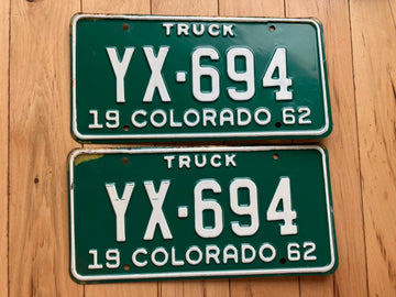 Pair of 1962 Colorado Truck License Plates