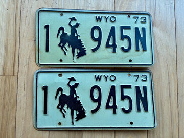 1973 Pair of Wyoming License Plates