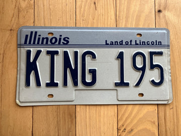 1992 Illinois Vanity License Plate - KING 195