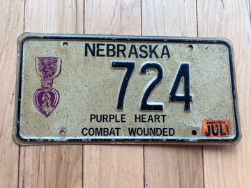 1993 Nebraska Purple Heart Combat Wounded License Plate