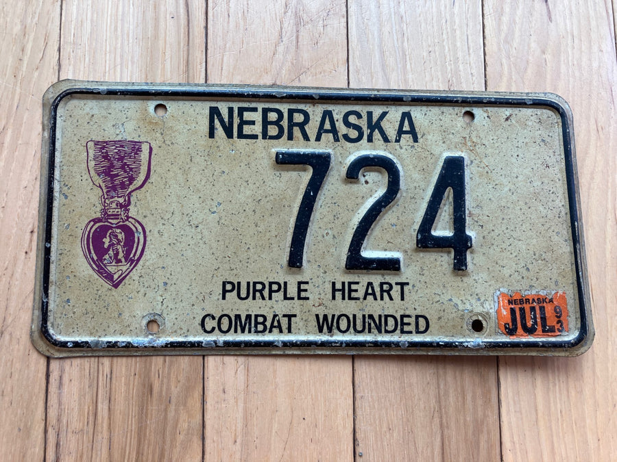 1993 Nebraska Purple Heart Combat Wounded License Plate