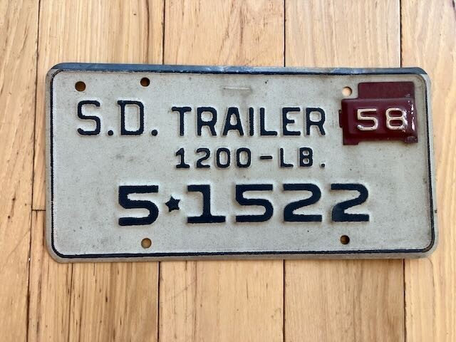 1958 South Dakota Trailer License Plate