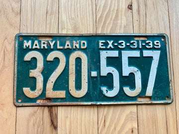 1939 Maryland License Plate