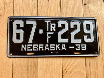 1938 Nebraska Farm Trailer License Plate