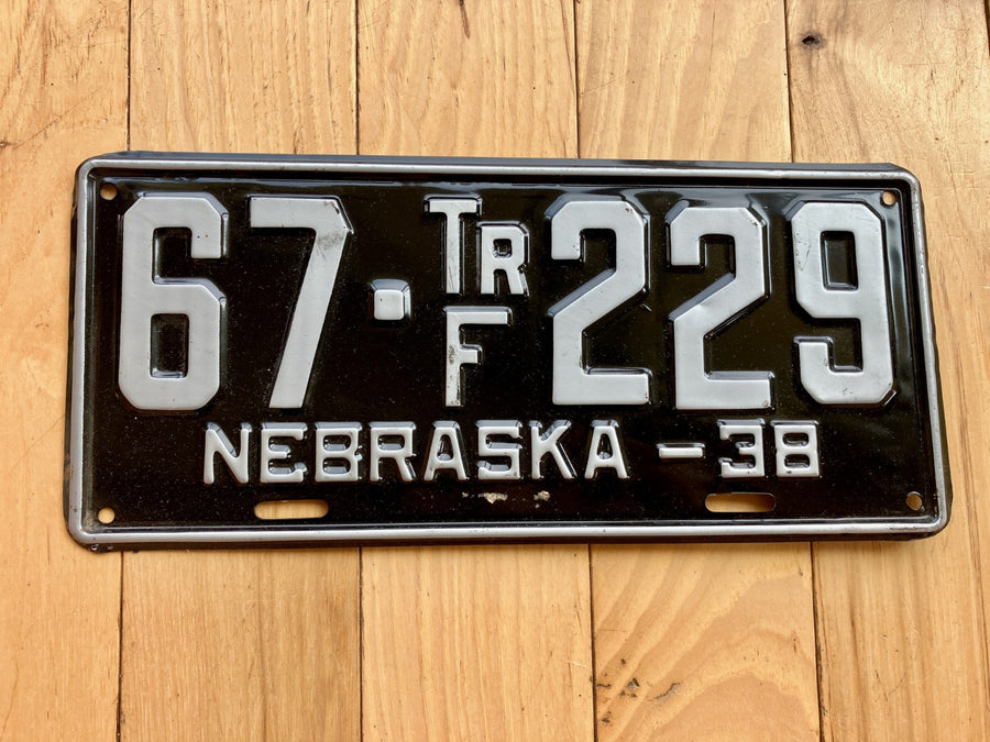 1938 Nebraska Farm Trailer License Plate