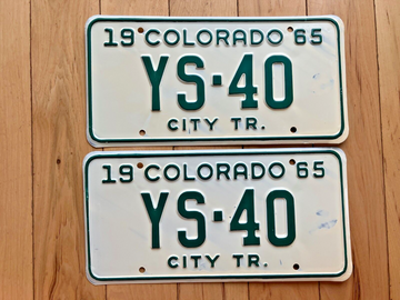 Pair of 1965 Colorado City Tractor License Plates