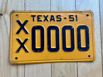 1951 Texas Sample License Plate
