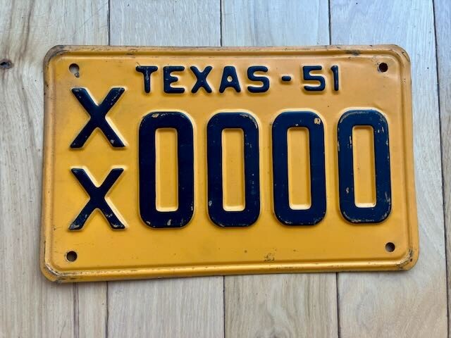 1951 Texas Sample License Plate