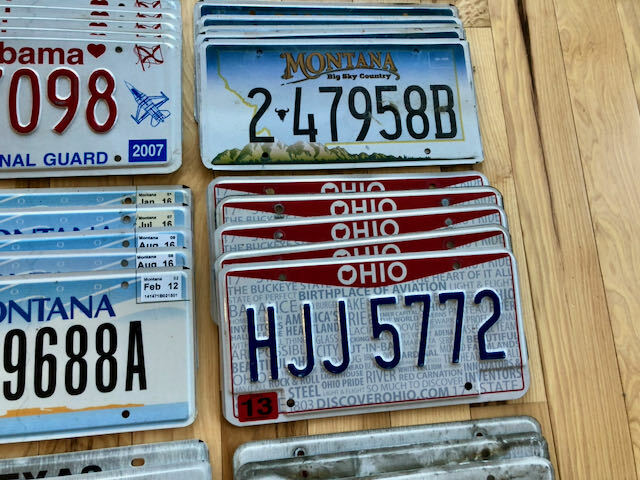 Lot of 100 License Plates- 20 Versions, 5 of Each in Craft Condition