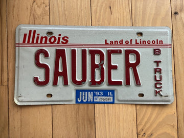 1993 Illinois Vanity License Plate - SAUBER
