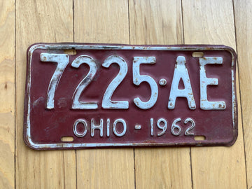 1962 Ohio License Plate