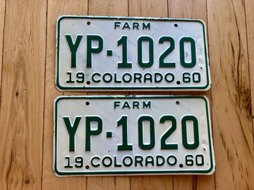Pair of 1960 Colorado Farm License Plates
