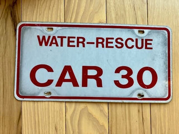 Vintage Water-Rescue Car 30 License Plate, 1970's?
