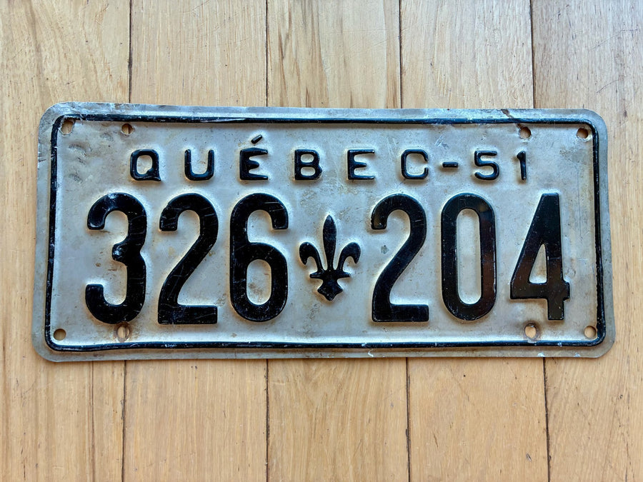 1951 Quebec License Plate