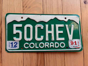 1991 Colorado Vanity License Plate - 50CHEV / 50 Chevy
