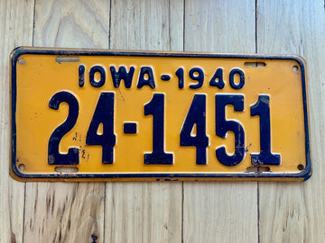1940 Iowa License Plate