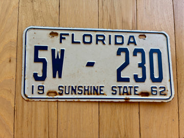 1962 Florida License Plate - Not YOM Clear