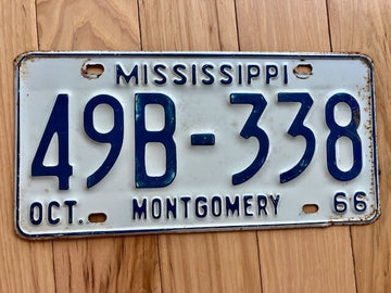 1966 Mississippi Montgomery County License Plate