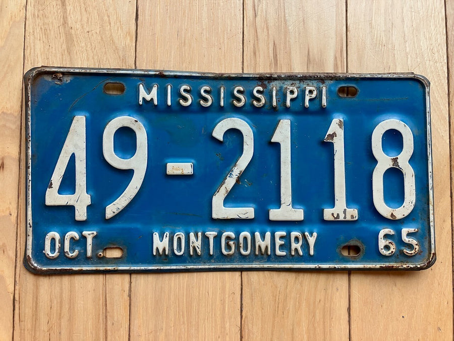 1965 Mississippi Montgomery County License Plate