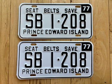Pair of 1977 Prince Edward Island School Bus License Plates