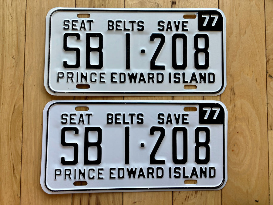 Pair of 1977 Prince Edward Island School Bus License Plates