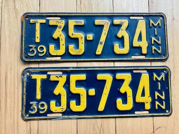 Pair of 1939 Minnesota Farm Truck License Plates
