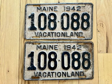 Pair of 1942 Maine License Plates