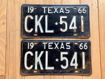 Pair of 1966 Texas License Plates - Check With DMV For YOM