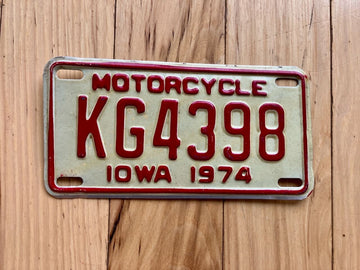 1974 Iowa Motorcycle License Plate