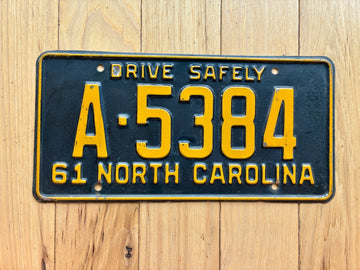 1961 North Carolina License Plate