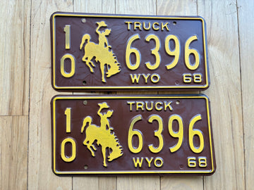 1968 Pair of Wyoming Truck License Plates