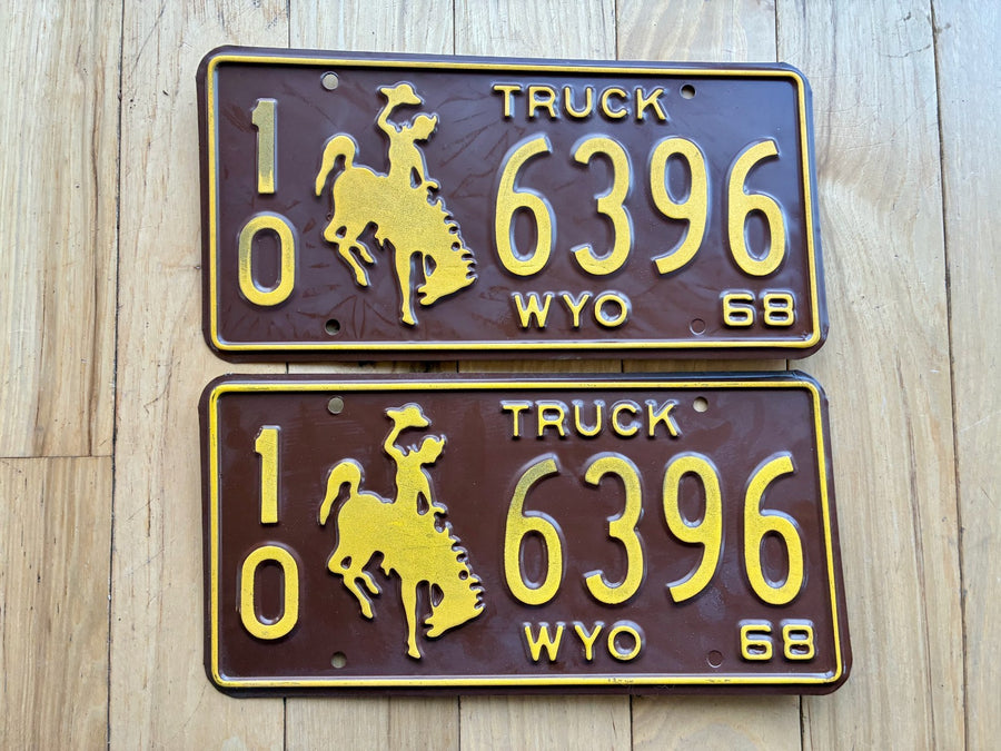 1968 Pair of Wyoming Truck License Plates