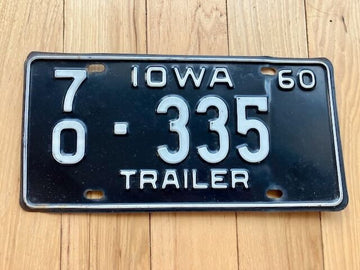 1960 Iowa Trailer License Plate