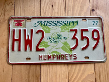 1977 Mississippi Humphreys County License Plate