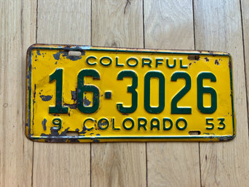 1953 Colorado License Plate