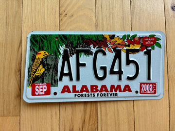 2003 Alabama Forests Forever Woodpecker License Plate
