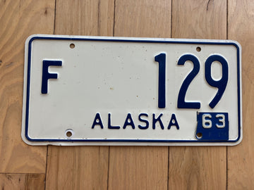 1963 Alaska Farm License Plate - Low Number
