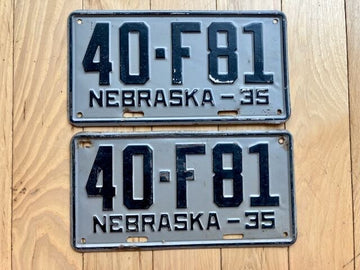 Pair of 1935 Nebraska Farm Truck License Plates