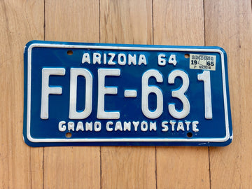 1964 1965 Arizona License Plate- MVD YOM Clear