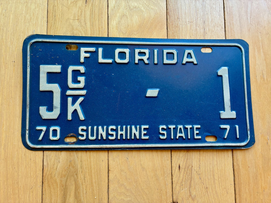 1970 1971 Florida License Plate - Not YOM Clear - Low Number