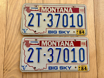 Pair of 1976 Montana Truck License Plates W/ 1984 Tabs