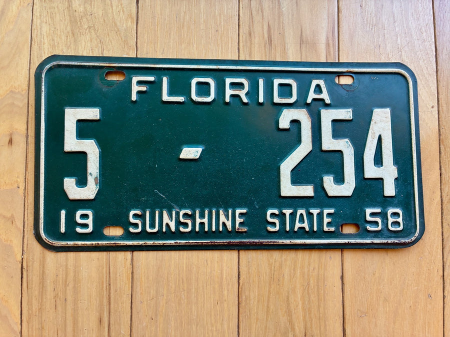 1958 Florida License Plate - Not YOM Clear