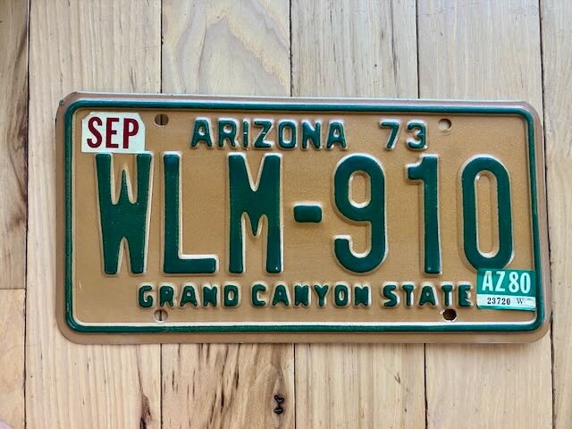 1973 Arizona License Plate W/ 1980 Tabs - MVD YOM Clear