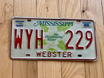 1980 Mississippi Webster County License Plate