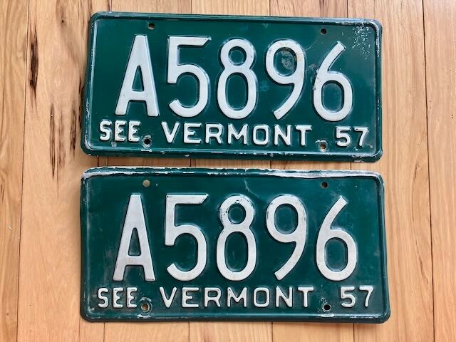 Pair of 1957 Vermont License Plates
