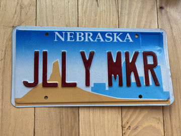 2002 Nebraska Vanity License Plate - JLLY MKR