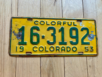 1953 Colorado License Plate